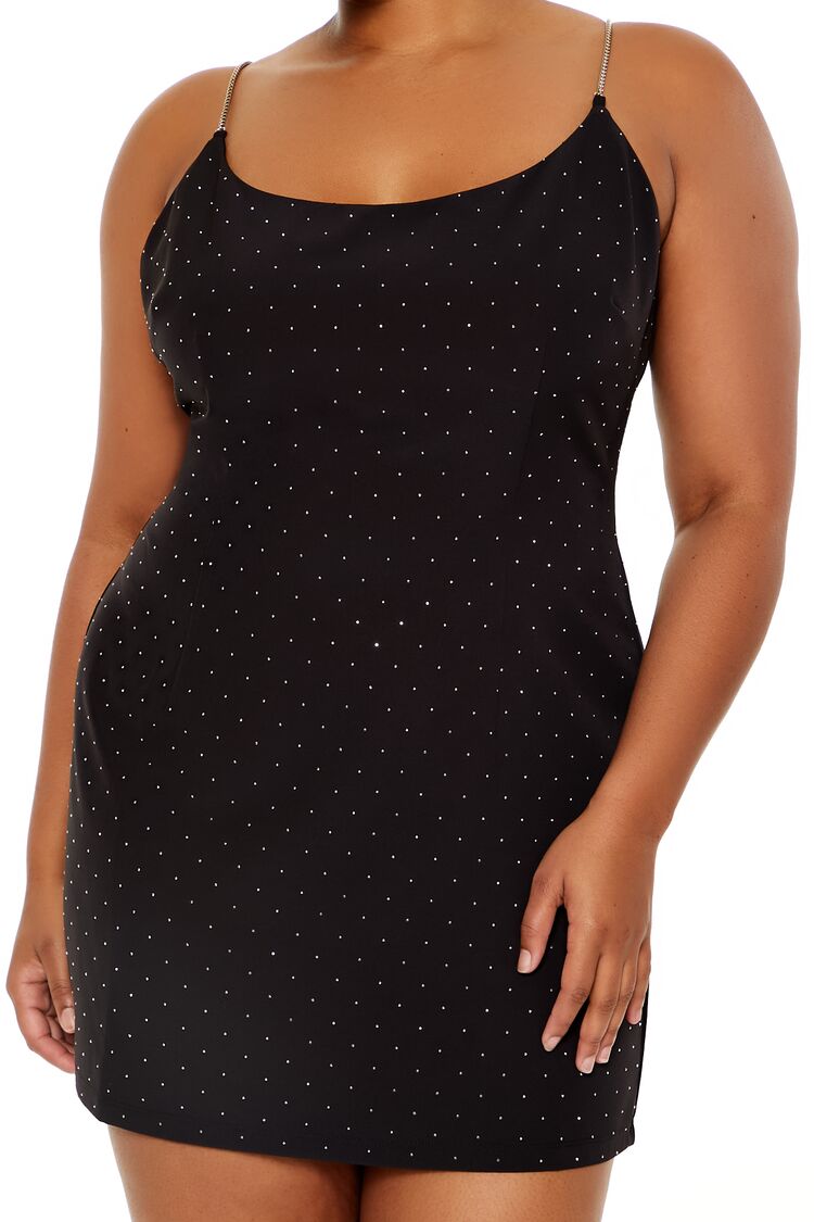  Forever 21 Plus Size Rhinestone Cami Mini Dress - black - Bonton