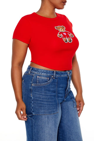 Plus Size Sequin Teddy Bear Baby Tee