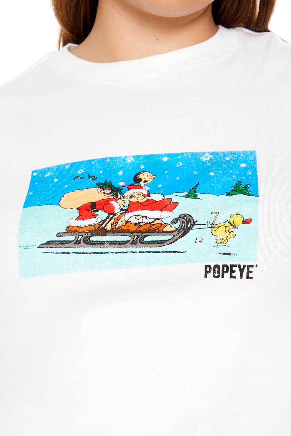  Forever 21 Plus Size Popeye Christmas Baby Tee - white multi - Bonton