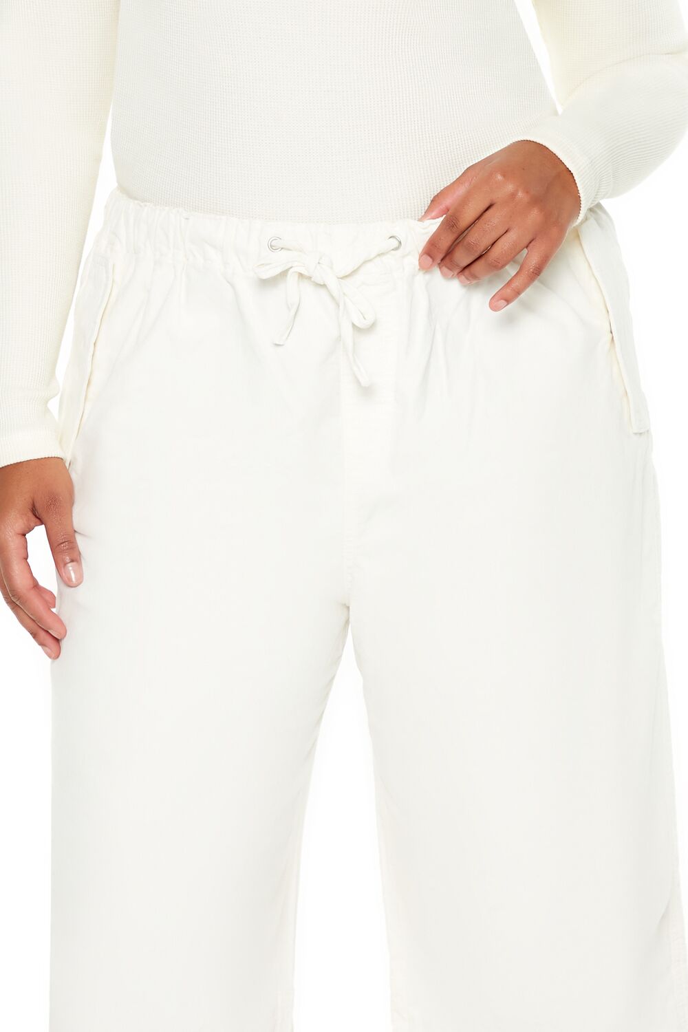  Forever 21 Plus Size Velvet Wide-Leg Drawstring Joggers - seashell - Bonton