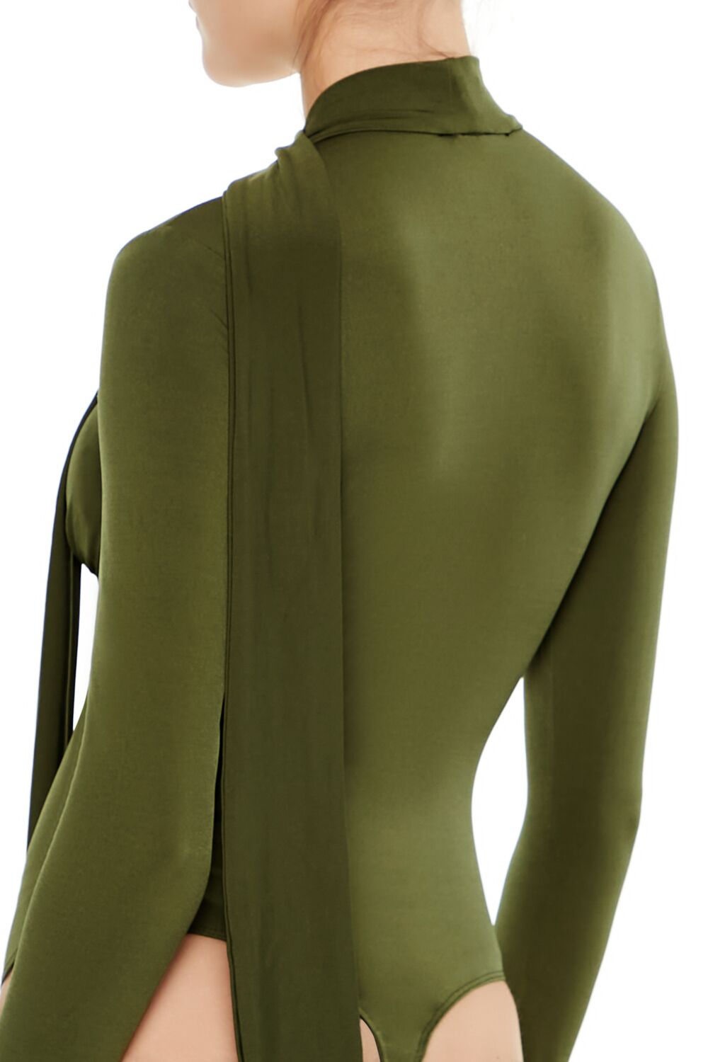  Forever 21 Plunging Scarf Bodysuit - olive - Bonton
