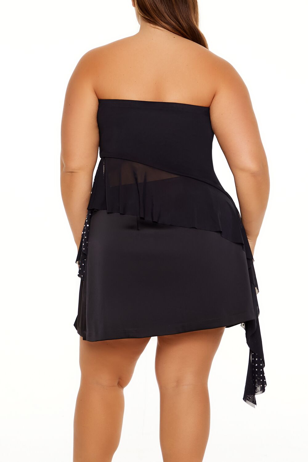  Forever 21 Plus Size Rhinestone Strapless Top - black silver - Bonton