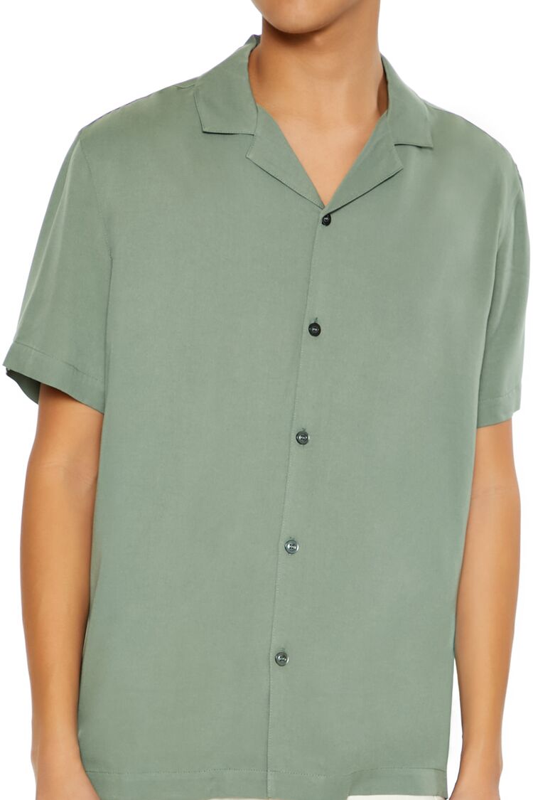  Forever 21 Cuban-Collar Short-Sleeve Shirt - cream - Bonton