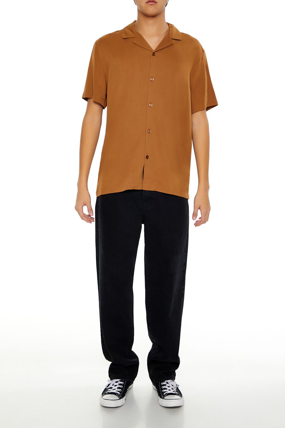  Forever 21 Cuban-Collar Short-Sleeve Shirt - cream - Bonton
