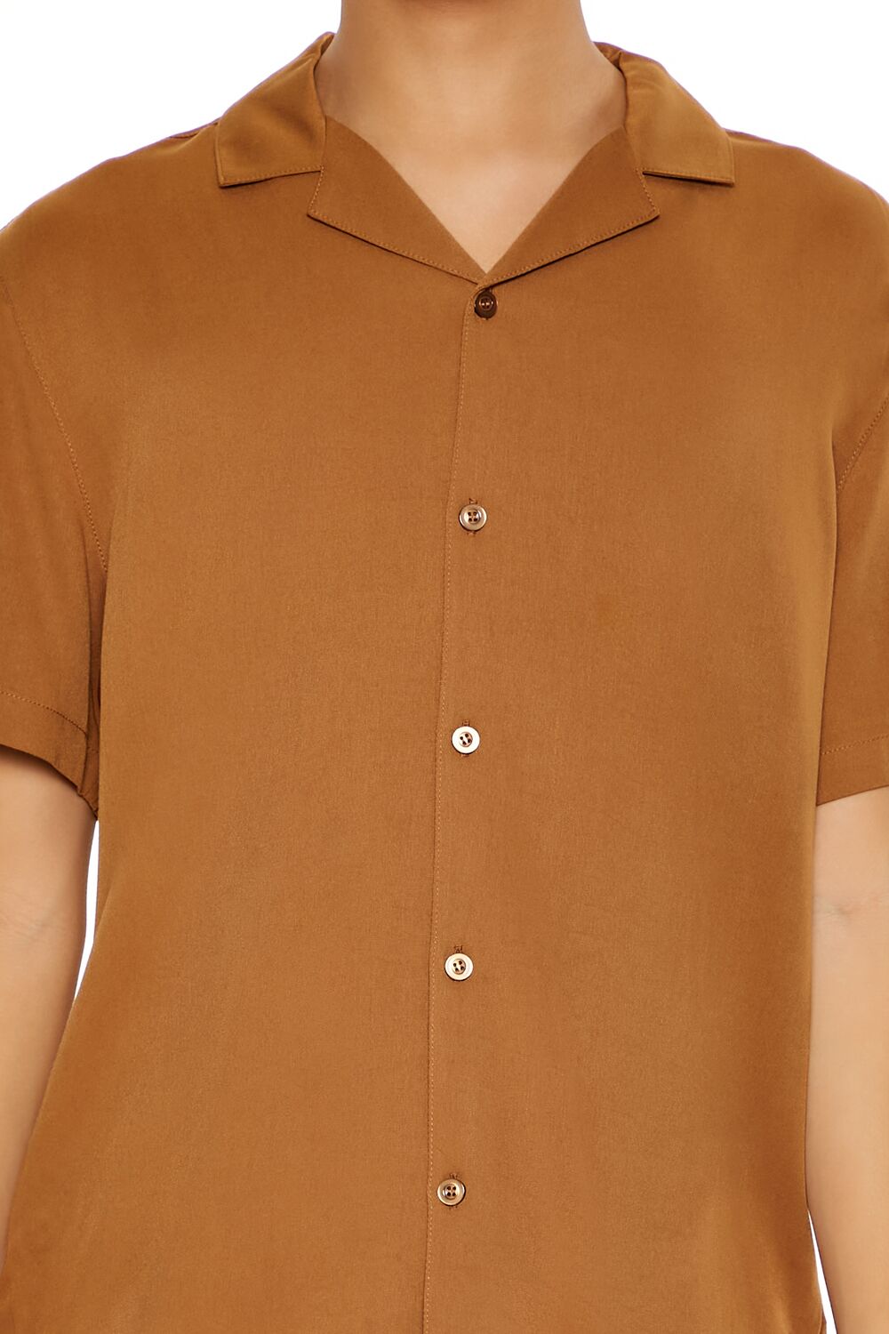  Forever 21 Cuban-Collar Short-Sleeve Shirt - cream - Bonton