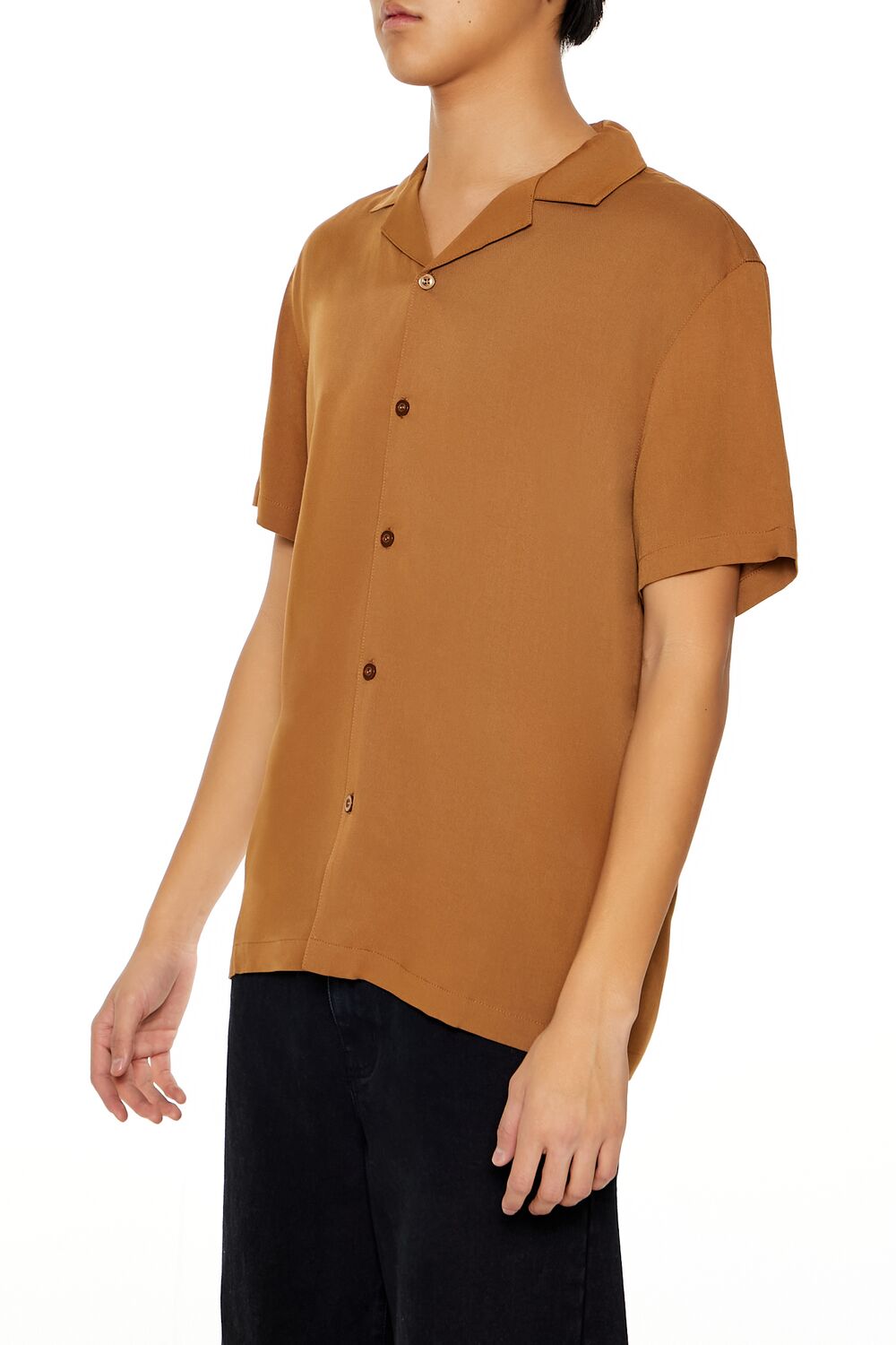 Forever 21 Cuban-Collar Short-Sleeve Shirt - cream - Bonton