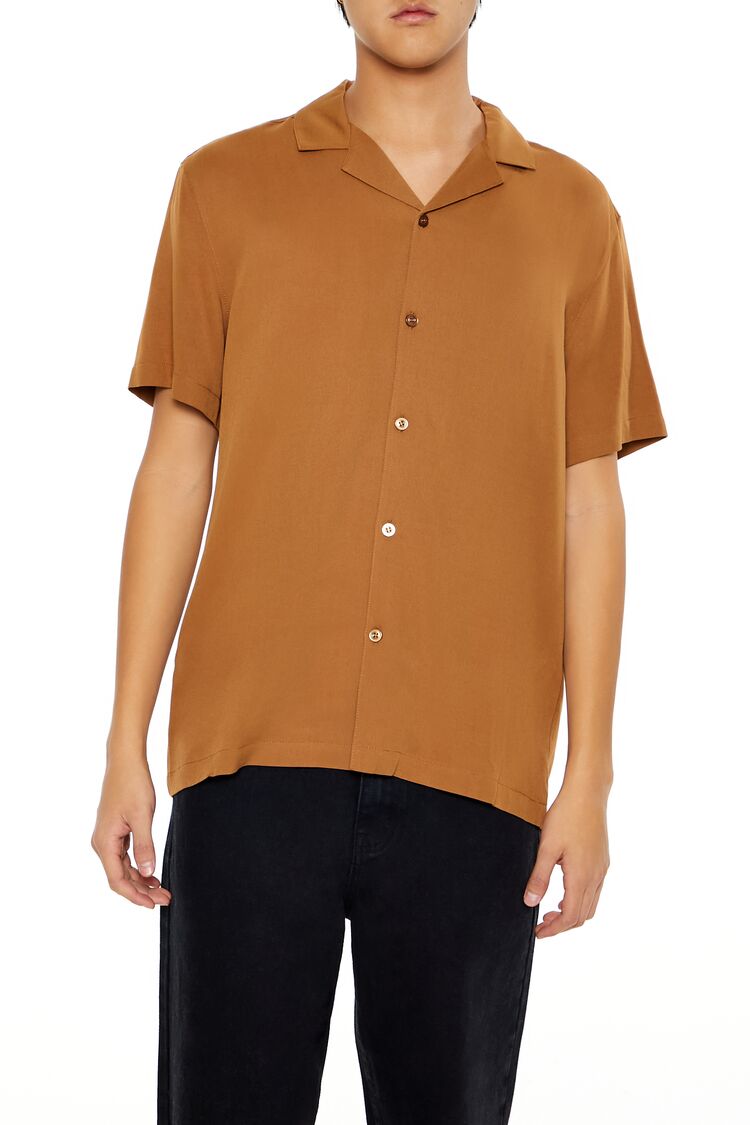  Forever 21 Cuban-Collar Short-Sleeve Shirt - cream - Bonton
