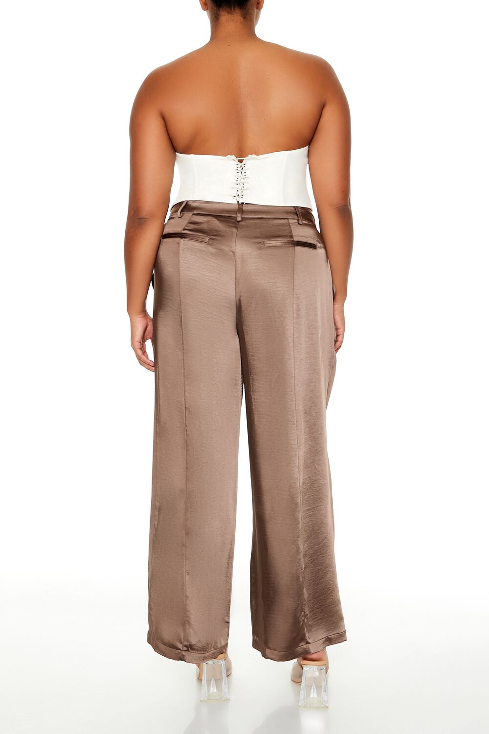  Forever 21 Plus Size Satin Cargo Pants - black - Bonton