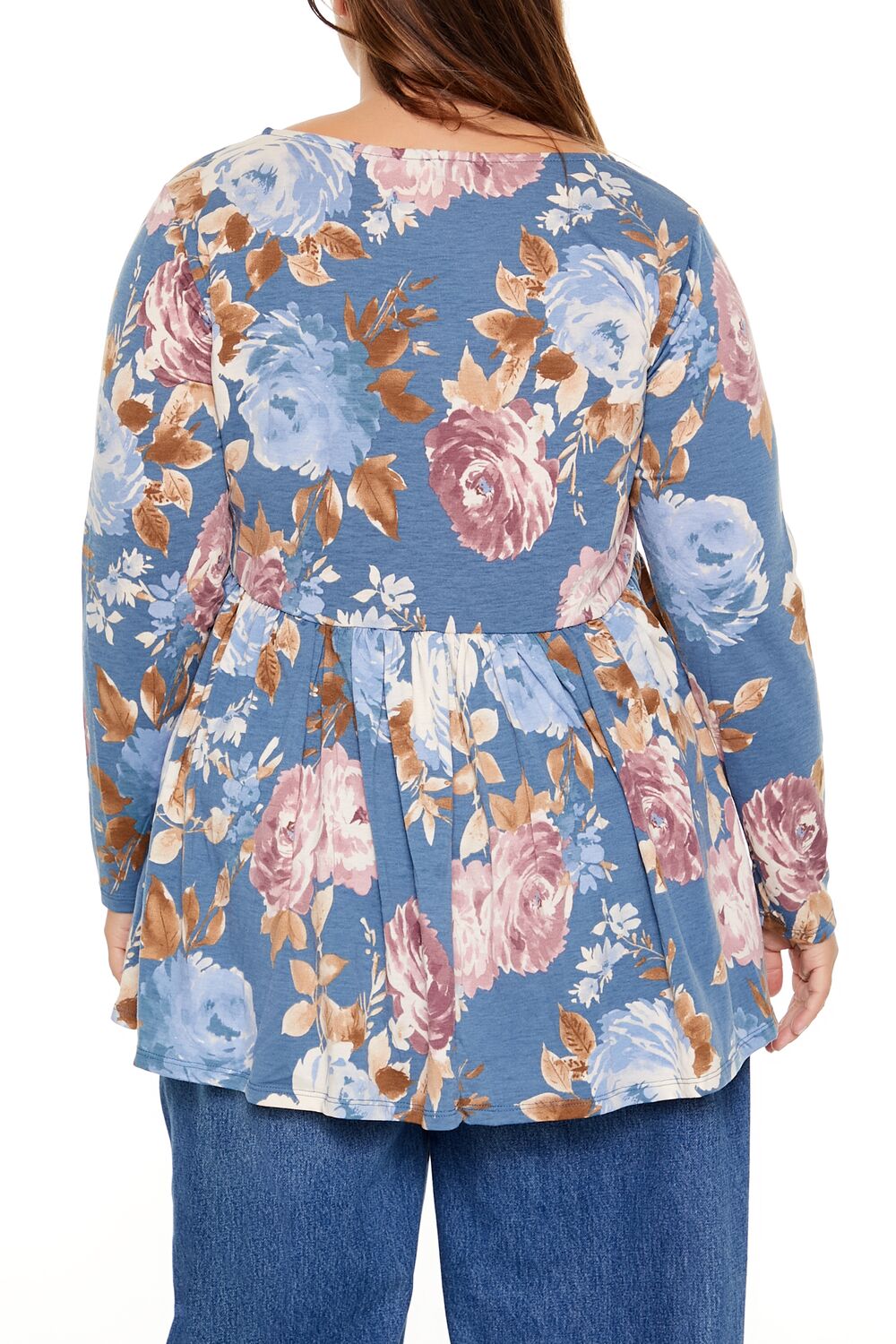  Forever 21 Plus Size Floral Print Flounce Top - stone multi - Bonton