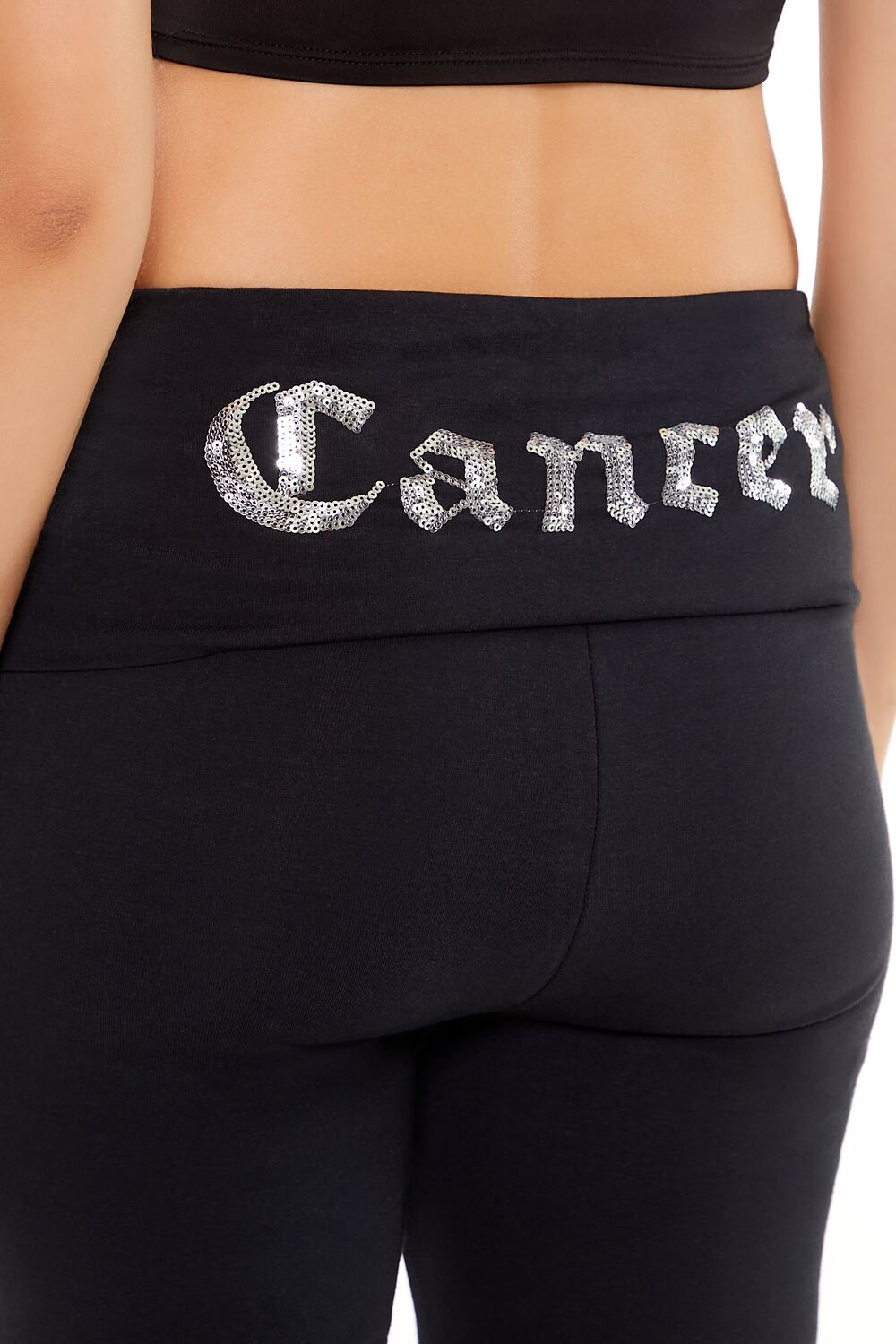  Forever 21 Sequin Cancer Flare Leggings - black - Bonton