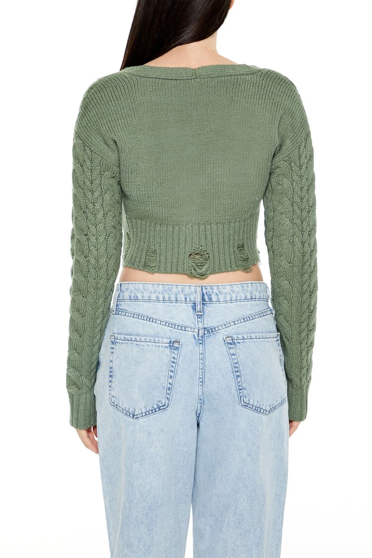  Forever 21 Cable Knit Cropped Cardigan Sweater - black - Bonton
