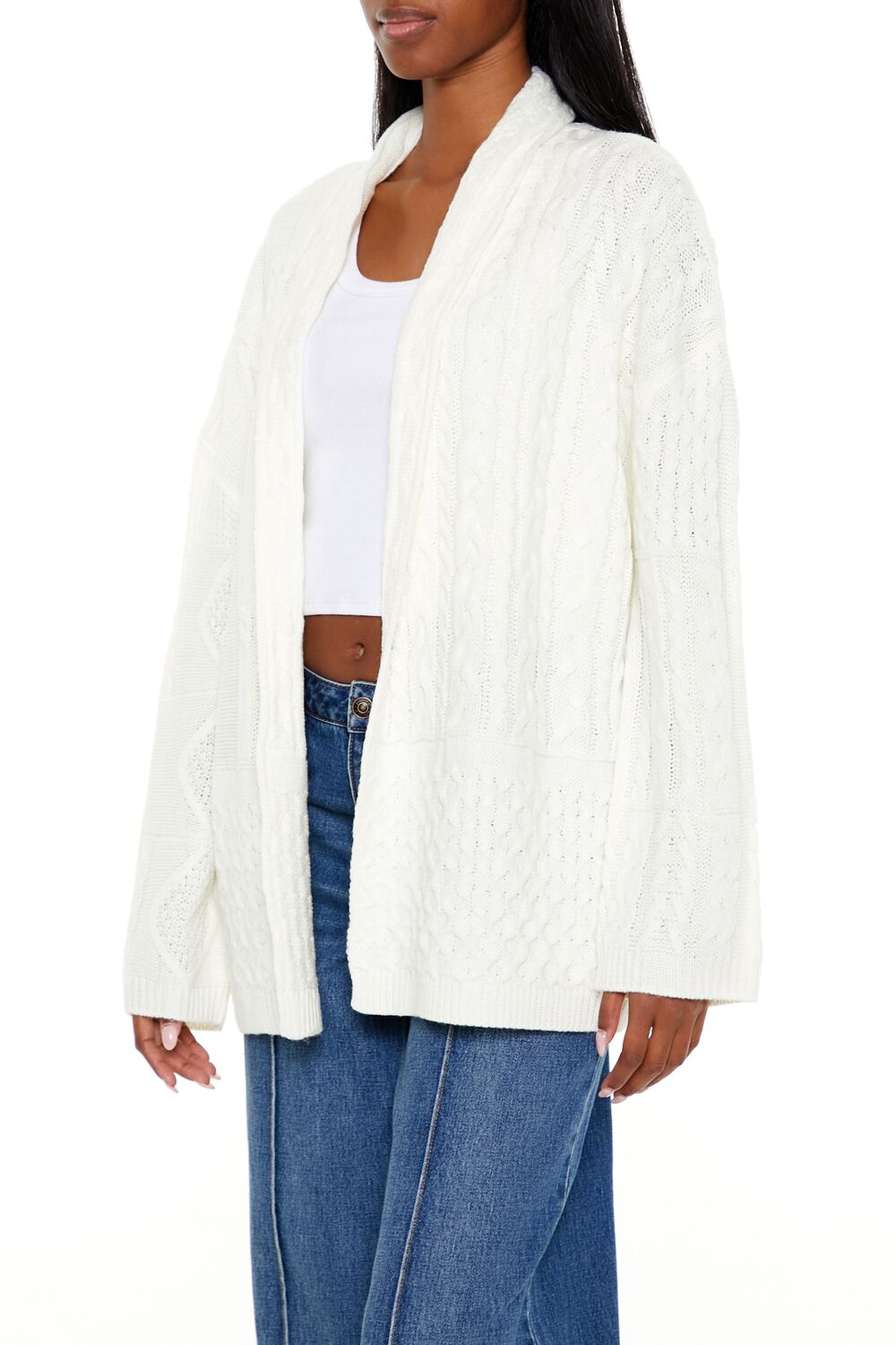  Forever 21 Mixed Knit Cardigan Sweater - charcoal - Bonton