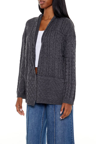 Mixed Knit Cardigan Sweater
