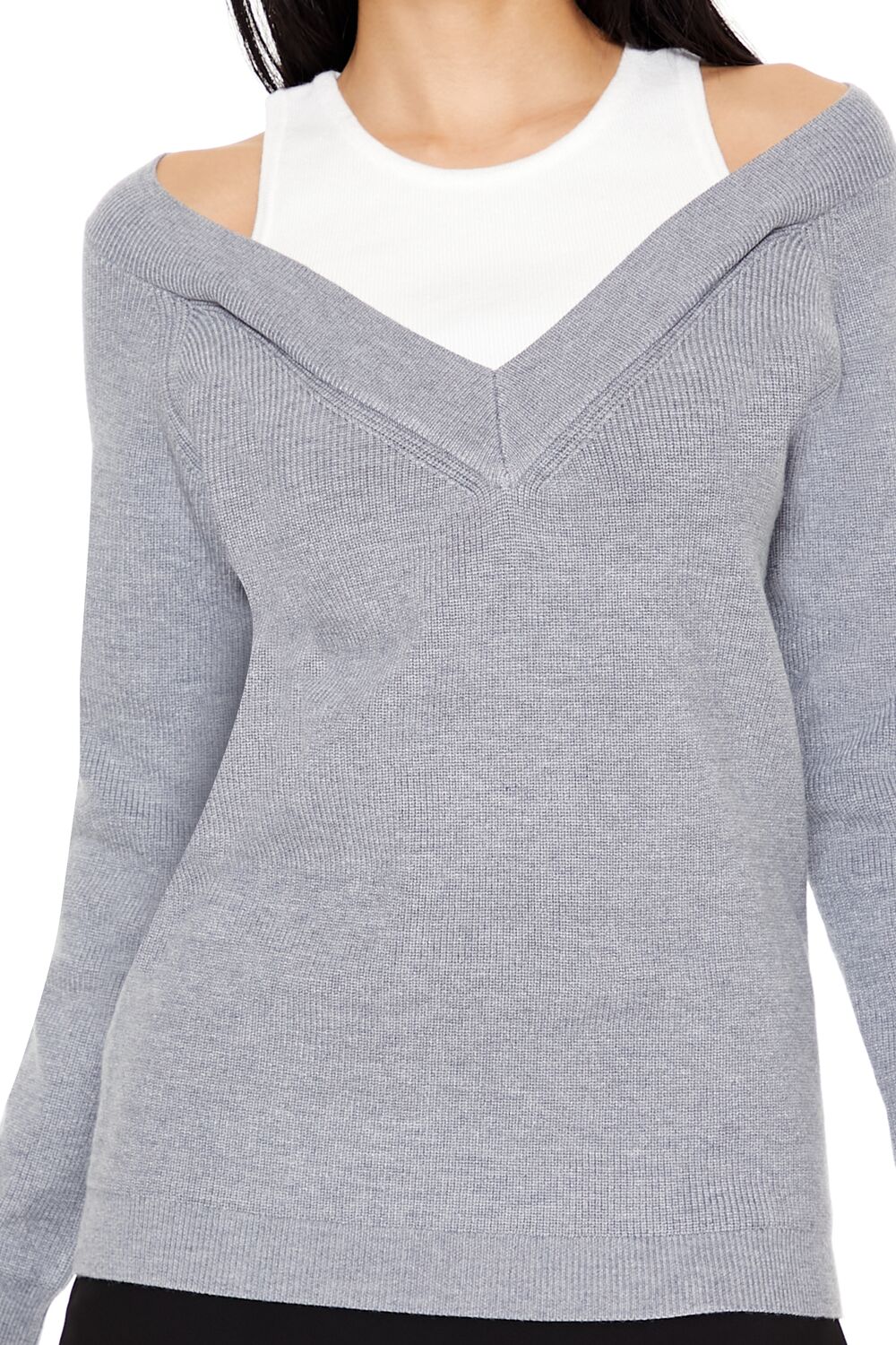  Forever 21 Combo Tank Top Sweater - grey white - Bonton