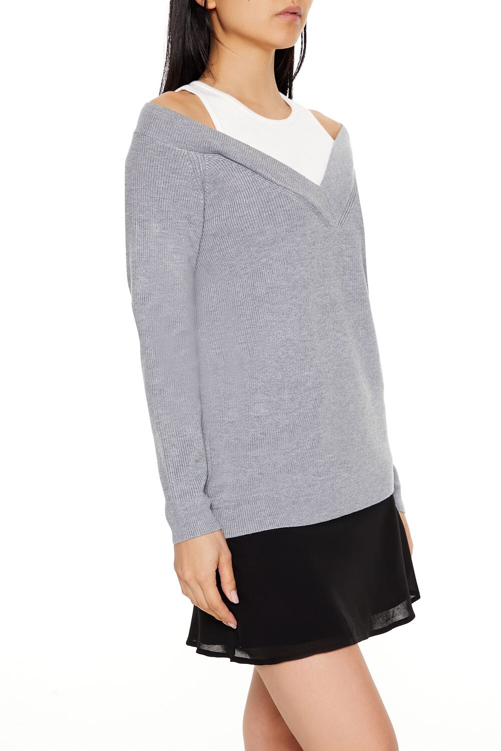  Forever 21 Combo Tank Top Sweater - grey white - Bonton