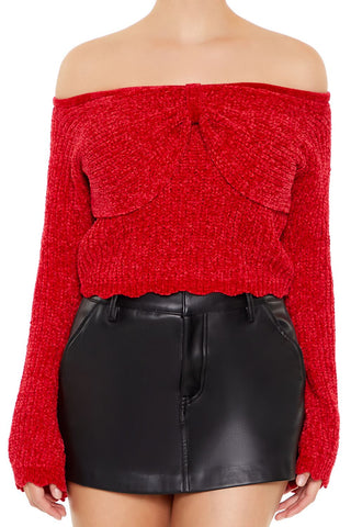 Off-the-Shoulder Bow Sweater