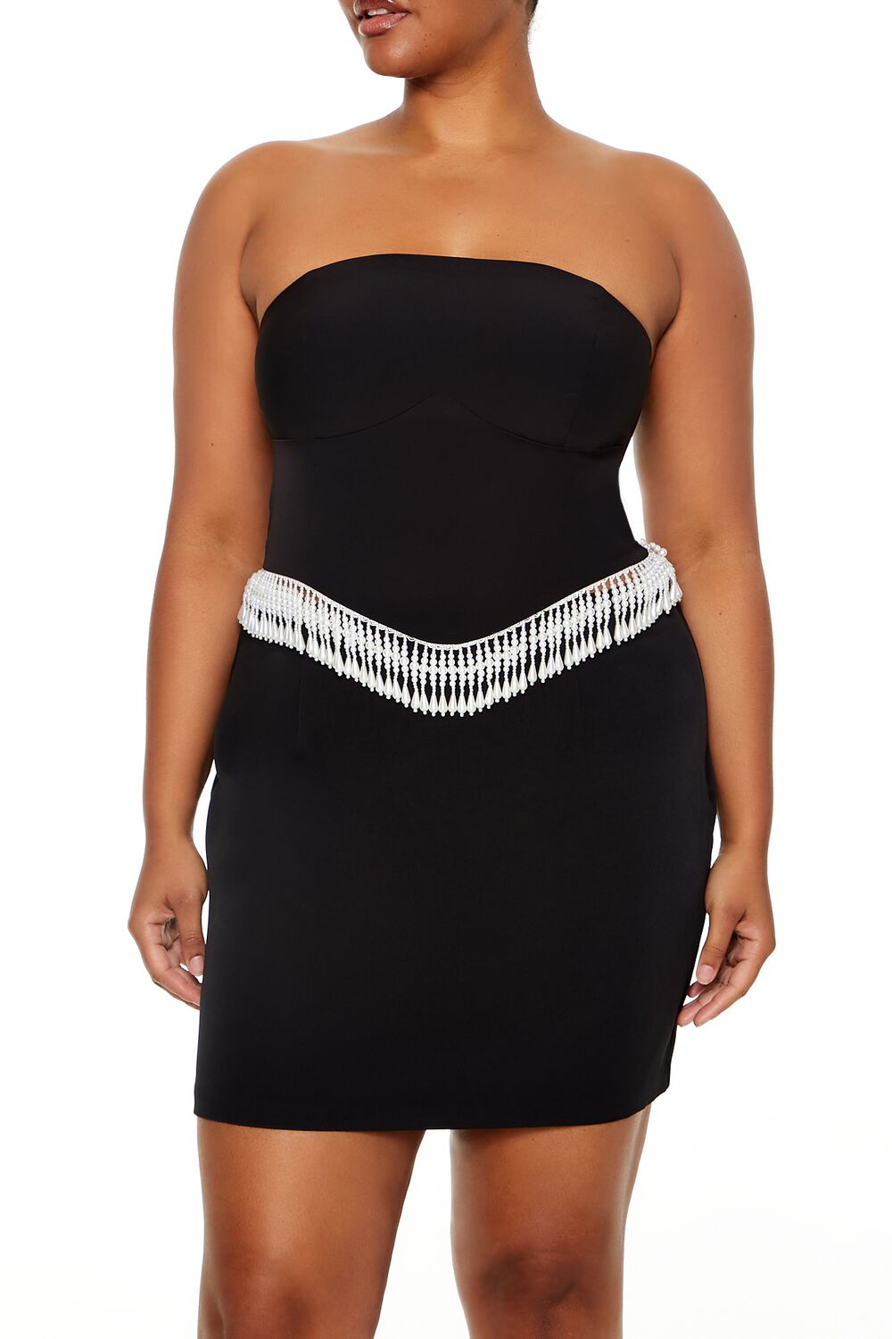  Forever 21 Plus Size Beaded-Trim Tube Top - black - Bonton