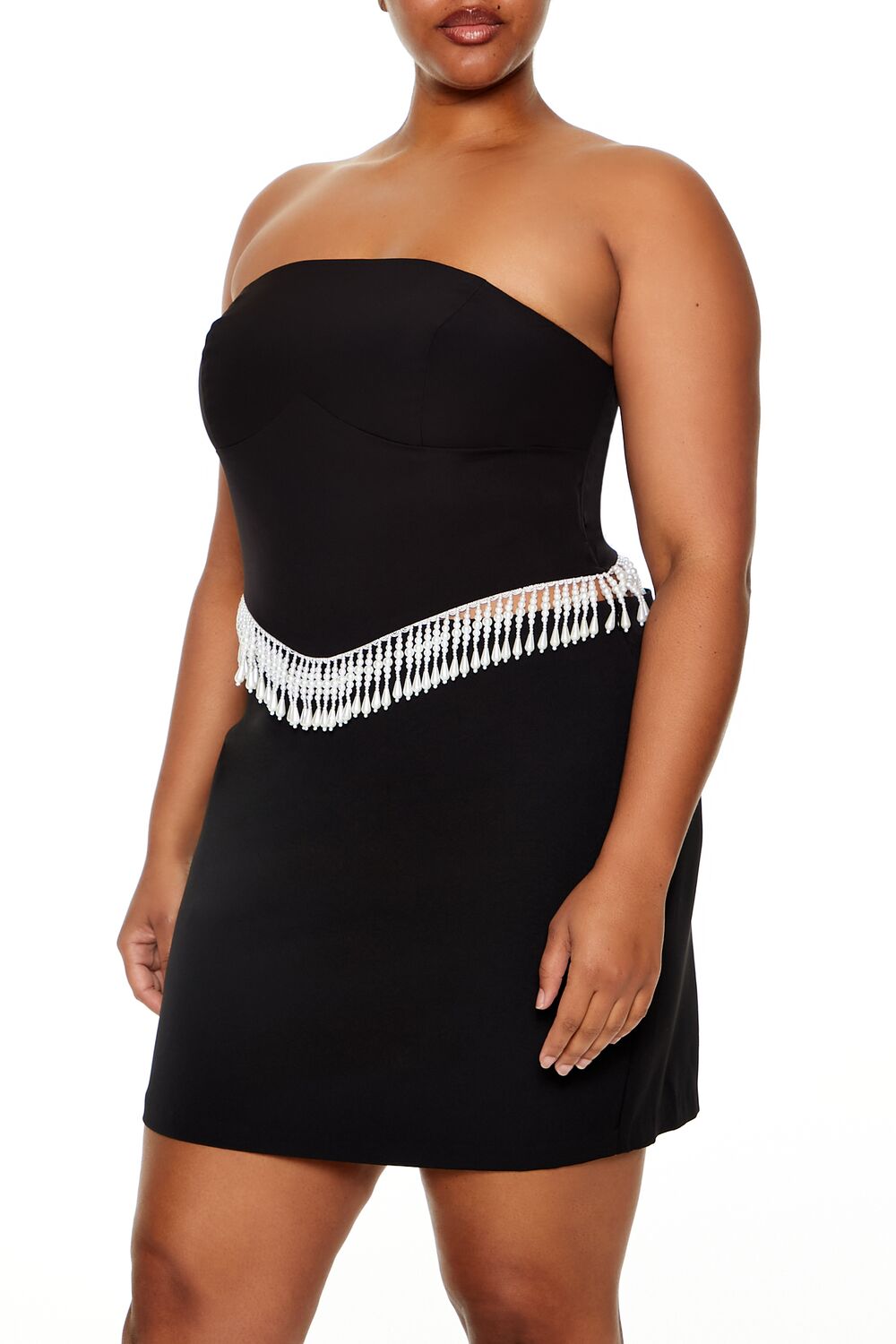  Forever 21 Plus Size Beaded-Trim Tube Top - black - Bonton