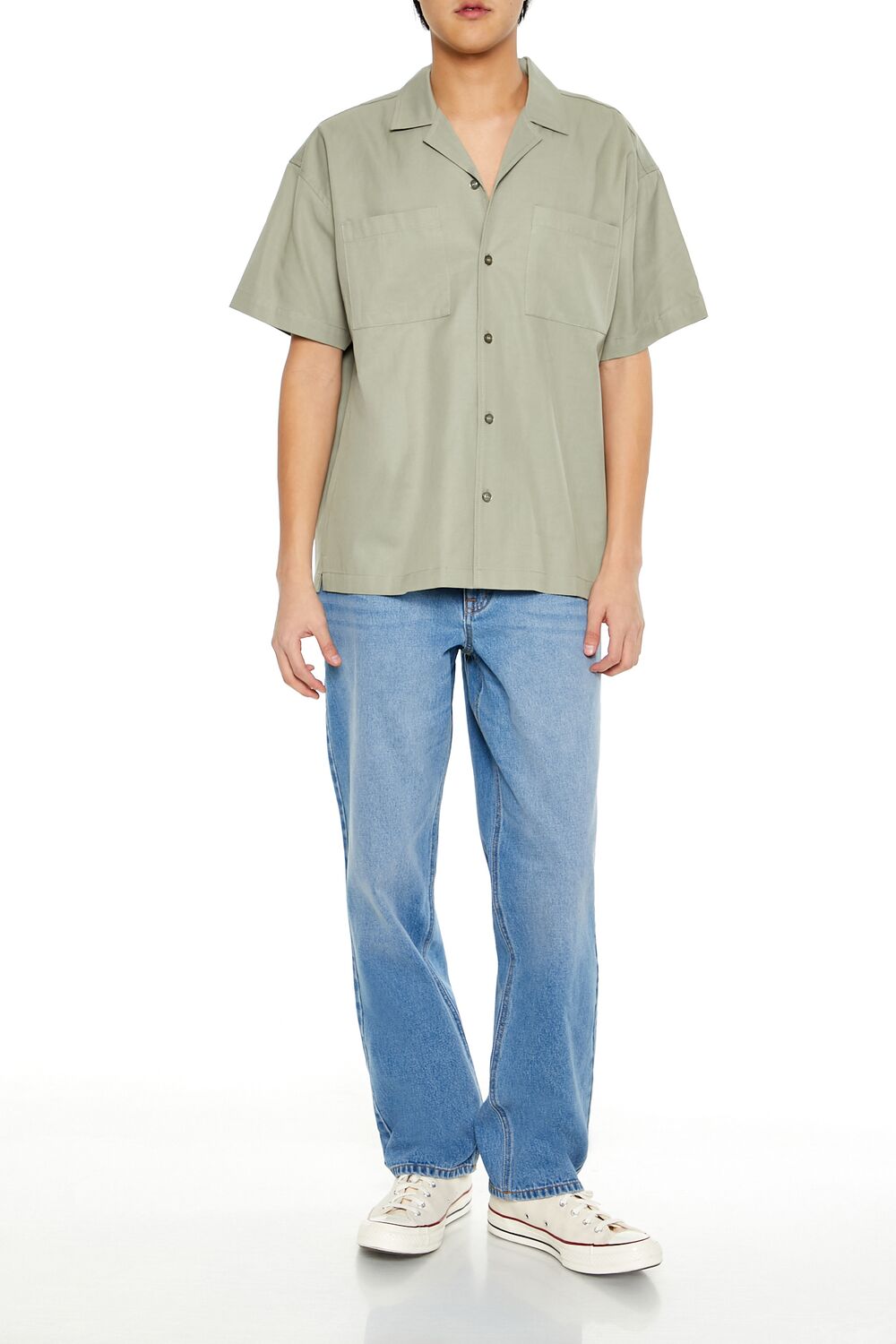  Forever 21 Los Angeles Embroidered Shirt - sage multi - Bonton