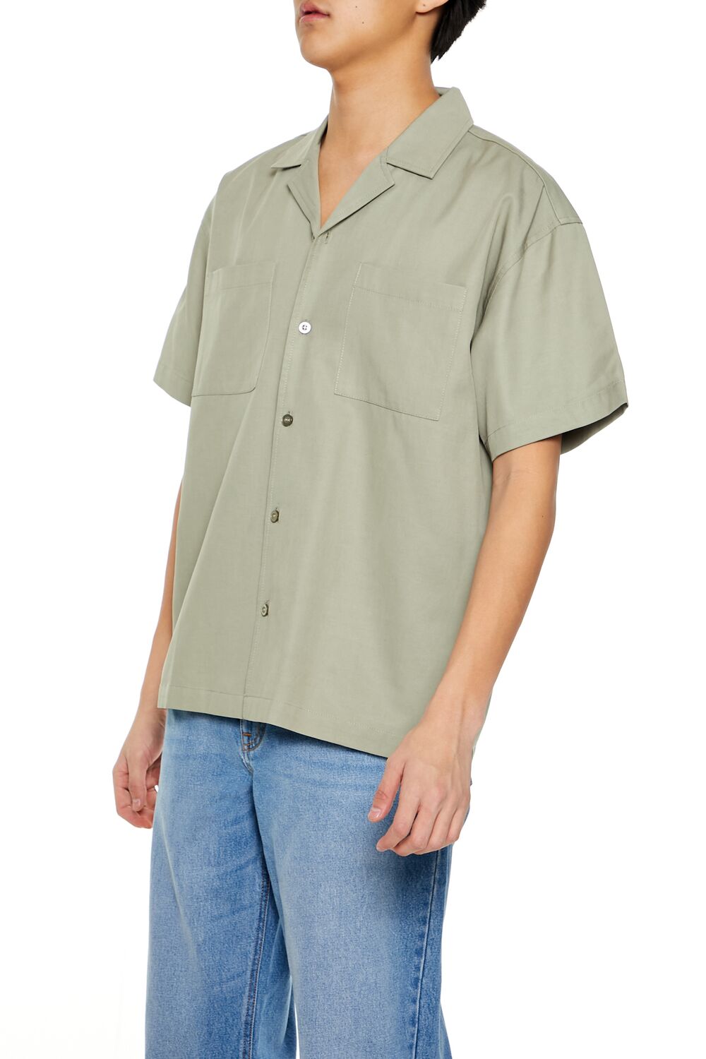  Forever 21 Los Angeles Embroidered Shirt - sage multi - Bonton