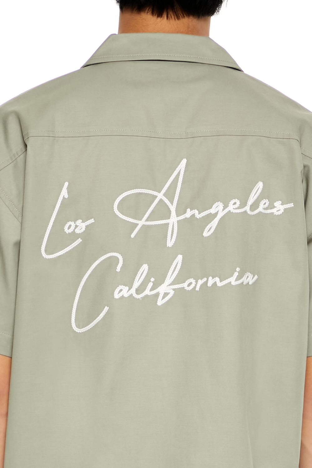  Forever 21 Los Angeles Embroidered Shirt - sage multi - Bonton