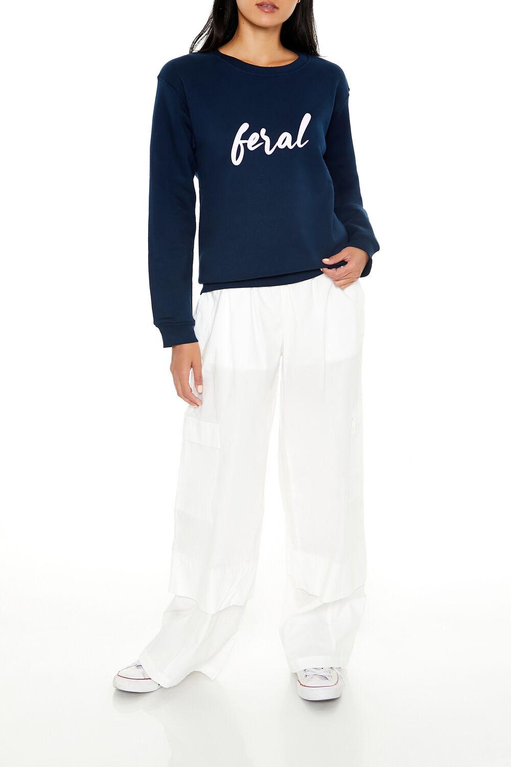  Forever 21 Feral Graphic Pullover - navy multi - Bonton
