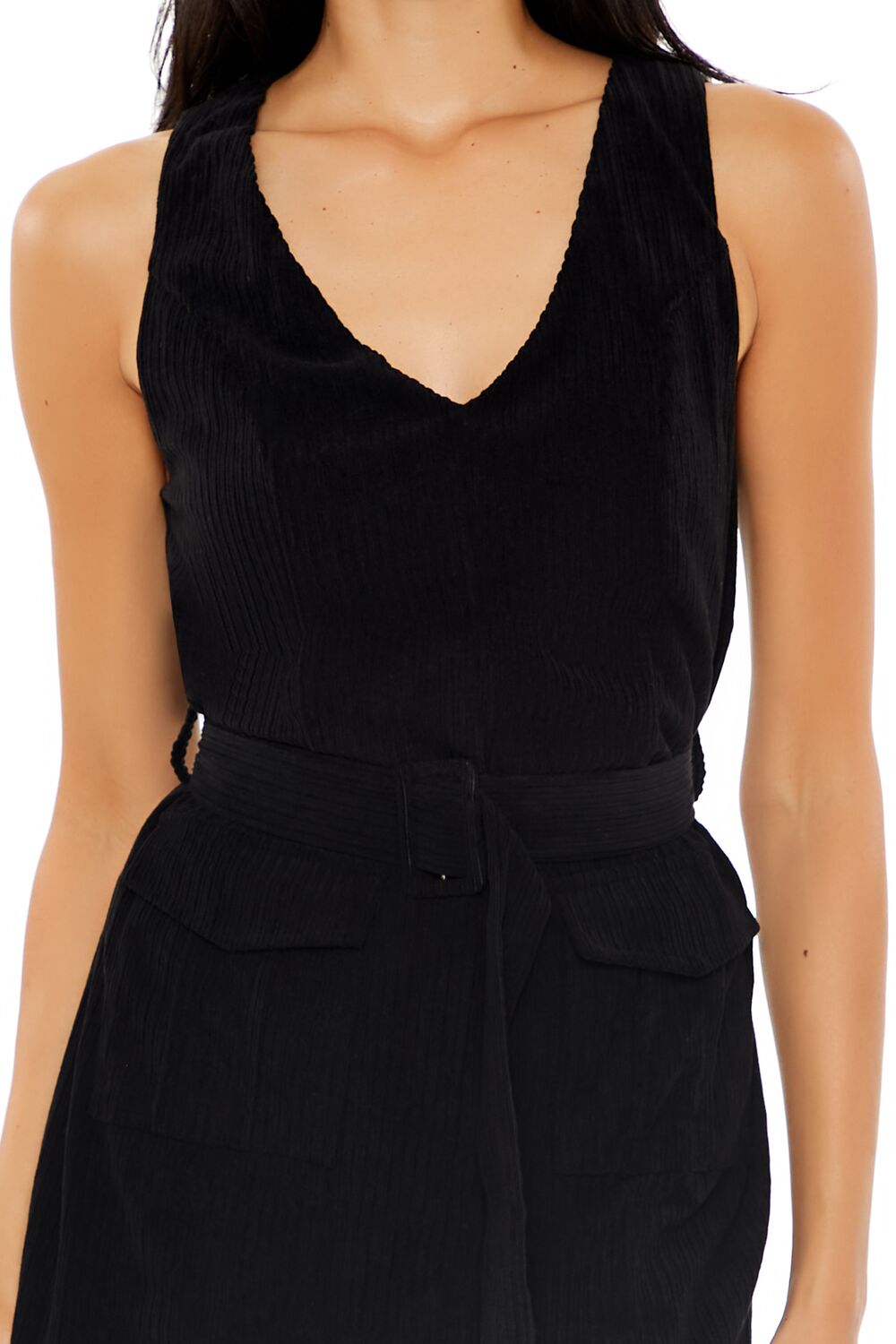  Forever 21 Belted Corduroy Mini Dress - black-swatch - Bonton