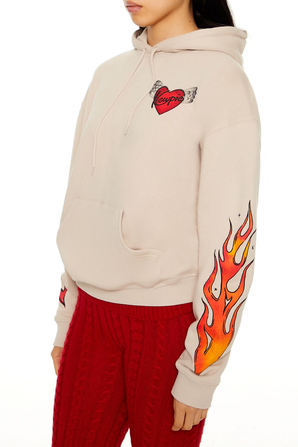  Forever 21 Kewpie Lil Hottie Graphic Hoodie - beige multi - Bonton