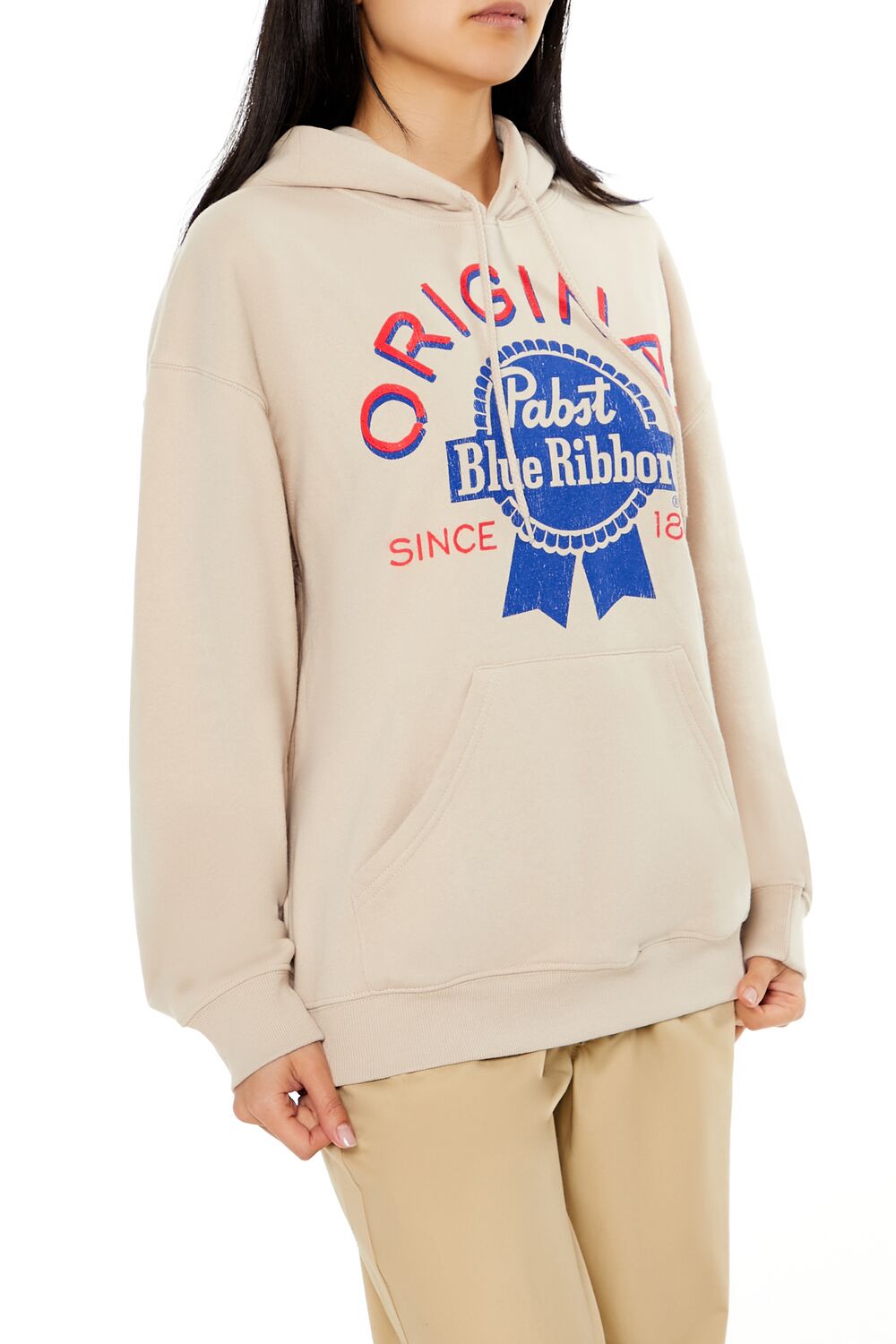  Forever 21 Original Pabst Blue Ribbon Hoodie - beige multi - Bonton
