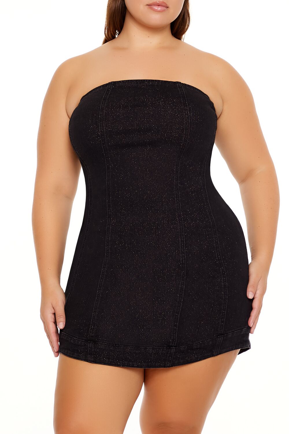  Forever 21 Plus Size Denim Tube Dress - black - Bonton