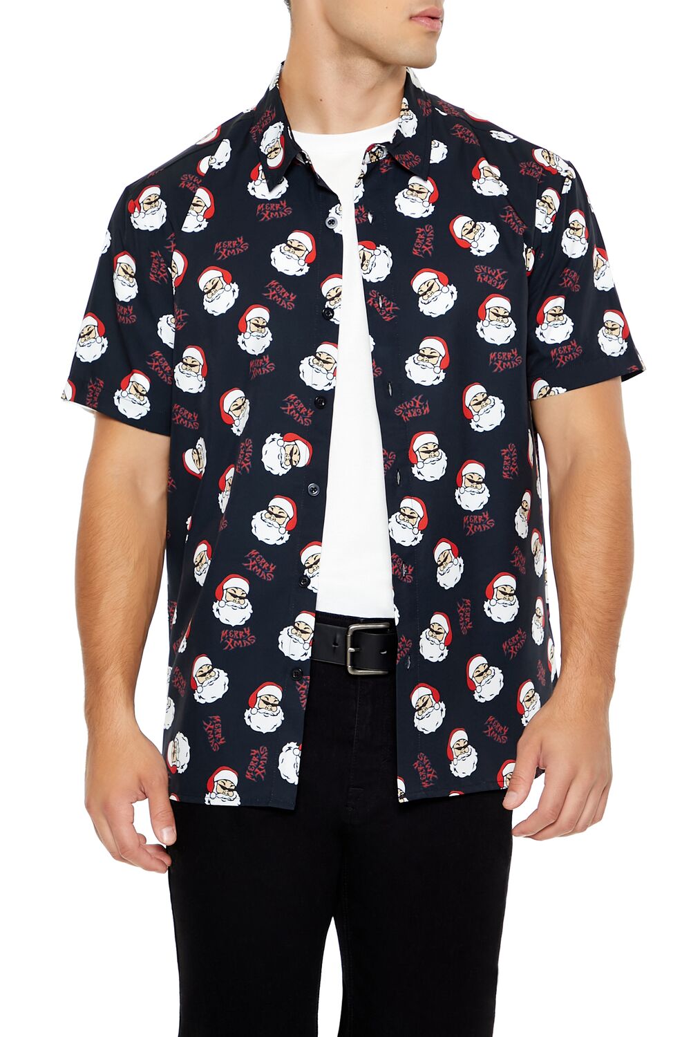  Forever 21 Christmas Santa Motif Shirt - black multi - Bonton