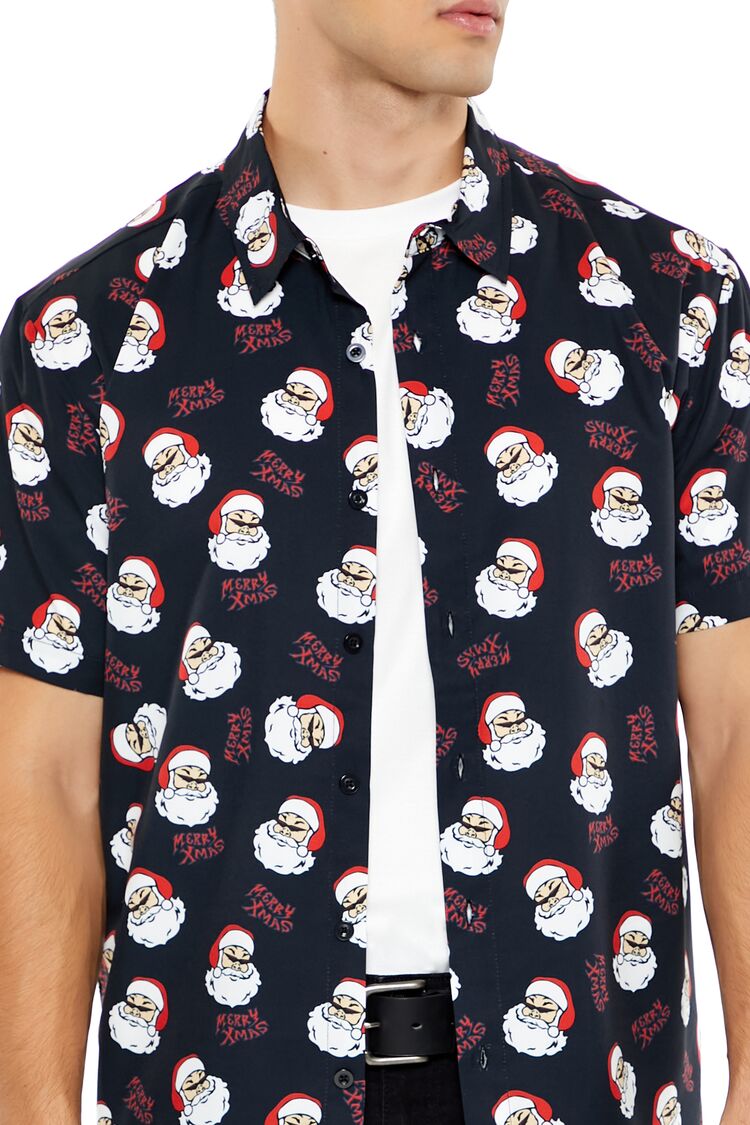  Forever 21 Christmas Santa Motif Shirt - black multi - Bonton