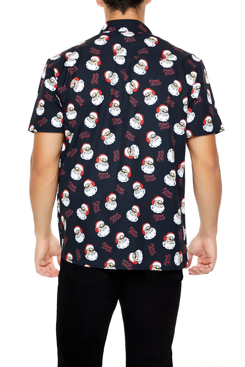  Forever 21 Christmas Santa Motif Shirt - black multi - Bonton