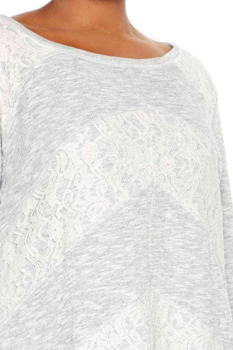  Forever 21 Plus Size Lace Chevron Mini Dress - neutral-grey-swatch - Bonton
