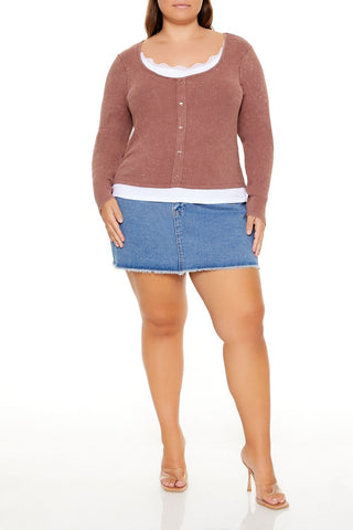 Plus Size Ribbed Henley Top