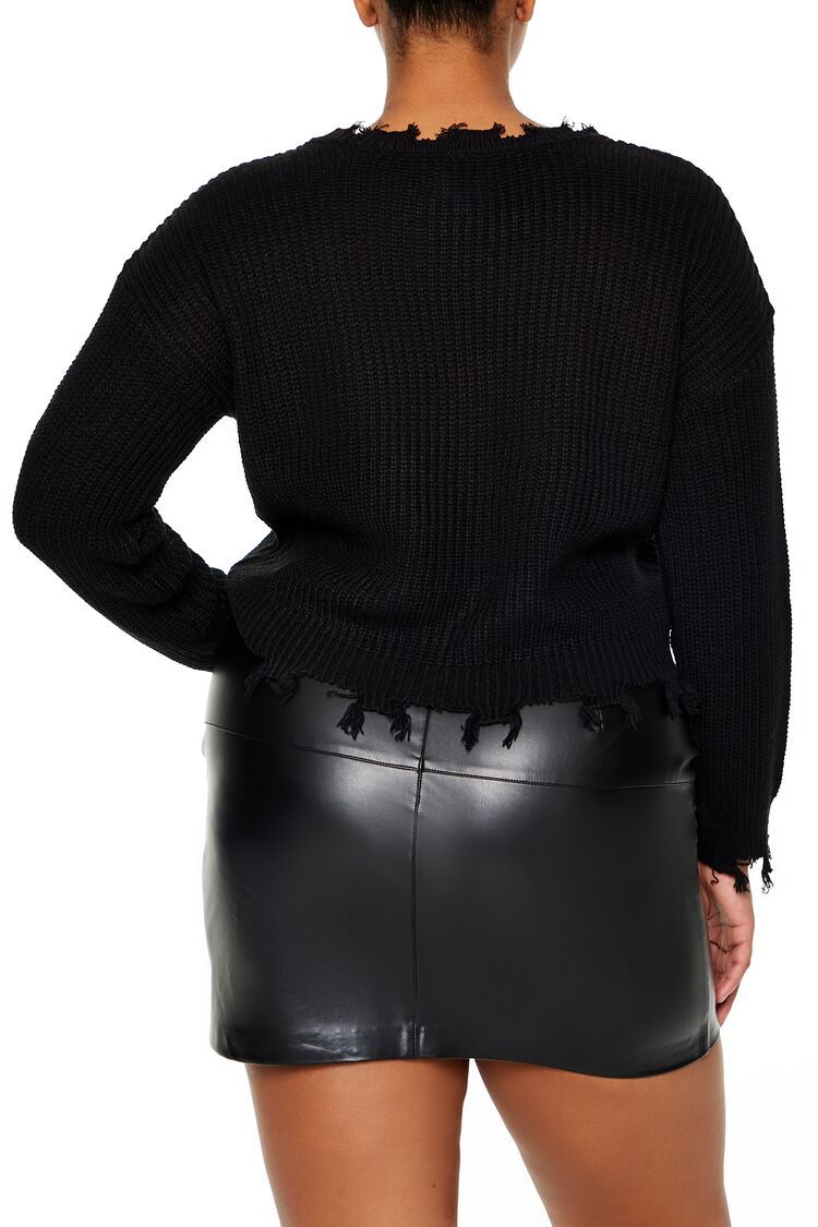  Forever 21 Plus Size Love Embroidered Sweater - black red - Bonton