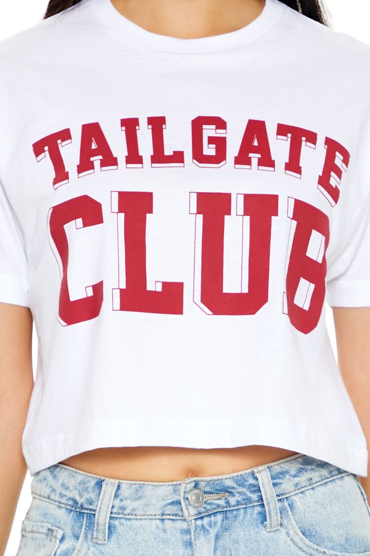 Forever 21 Tailgate Club Graphic Baby Tee - white red - Bonton