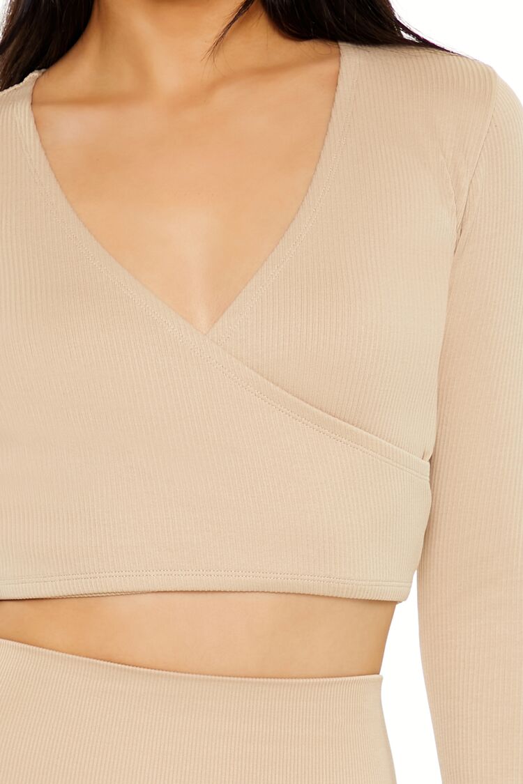  Forever 21 Active Seamless Surplice Crop Top - desert sand - Bonton