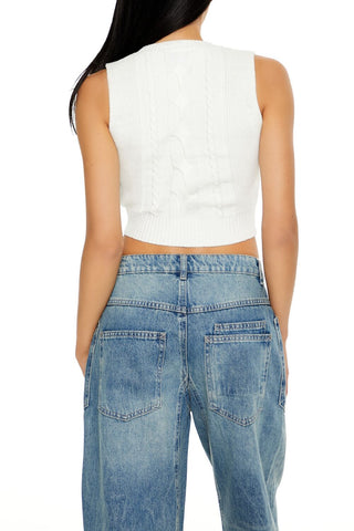 Sweater-Knit Lace-Up Crop Top