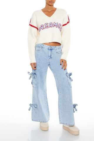 Dreamer Patch Fuzzy Knit Sweater
