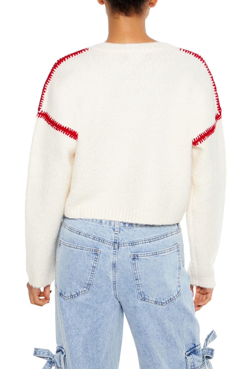  Forever 21 Dreamer Patch Fuzzy Knit Sweater - cream multi - Bonton