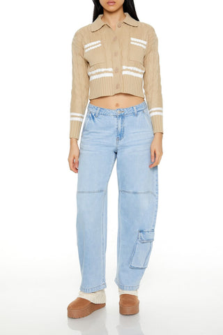 Varsity-Striped Cardigan Sweater