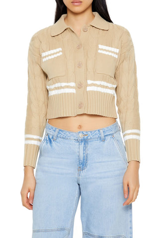 Varsity-Striped Cardigan Sweater