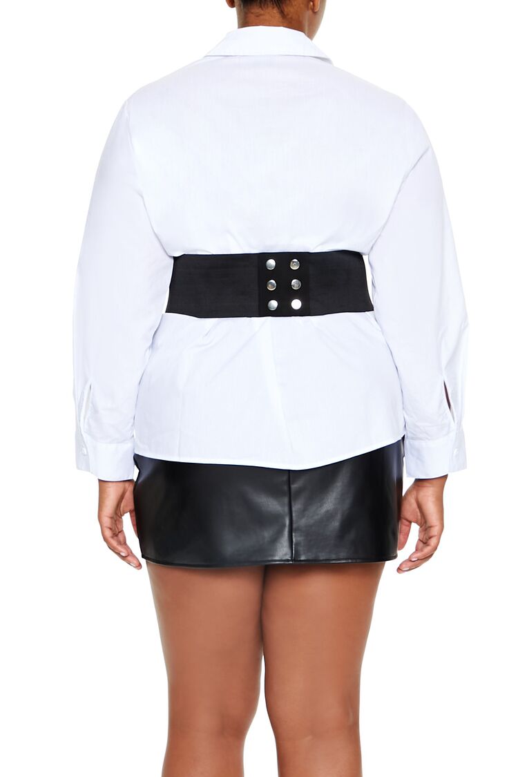  Forever 21 Plus Size Rhinestone Belt Shirt - white - Bonton