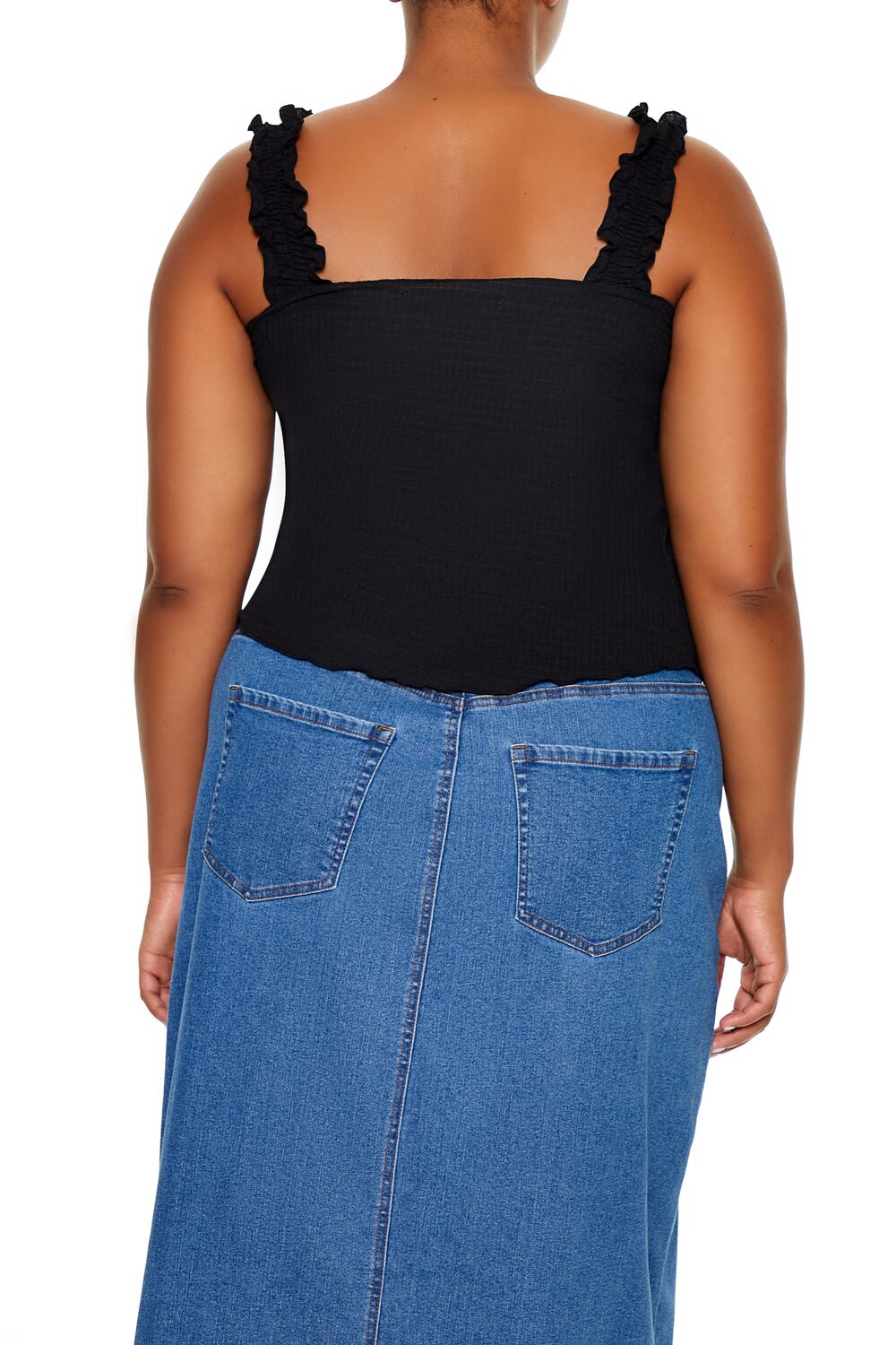  Forever 21 Plus Size Ruffle-Strap Tank Top - black - Bonton