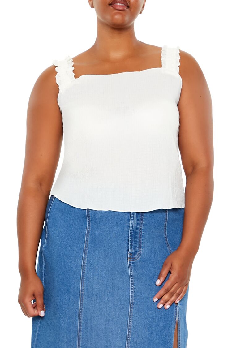  Forever 21 Plus Size Ruffle-Strap Tank Top - black - Bonton