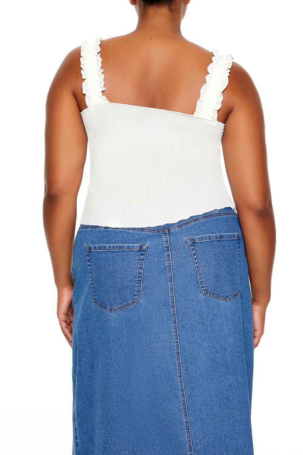  Forever 21 Plus Size Ruffle-Strap Tank Top - black - Bonton