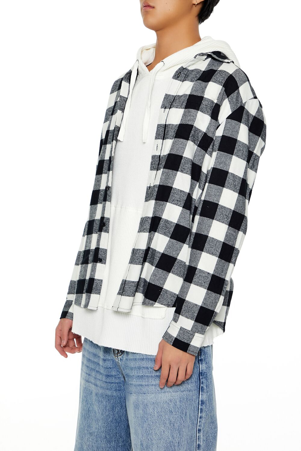  Forever 21 Plaid Curved-Hem Shirt - walnut black - Bonton