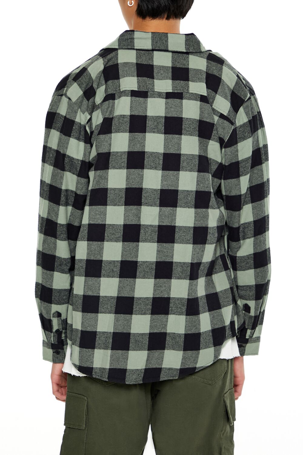  Forever 21 Plaid Curved-Hem Shirt - walnut black - Bonton