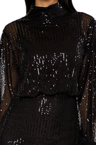Sequin High-Neck Mini Dress